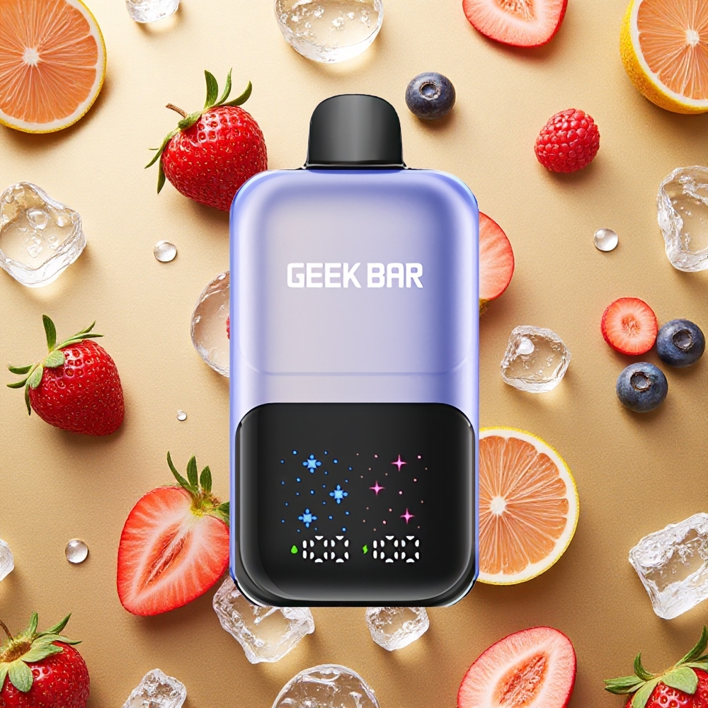 GEEK BAR 2GO 50000 Puffs Mistura de Frutas Vermelhas Gelo Tela Interativa Grande Brasil Atacado