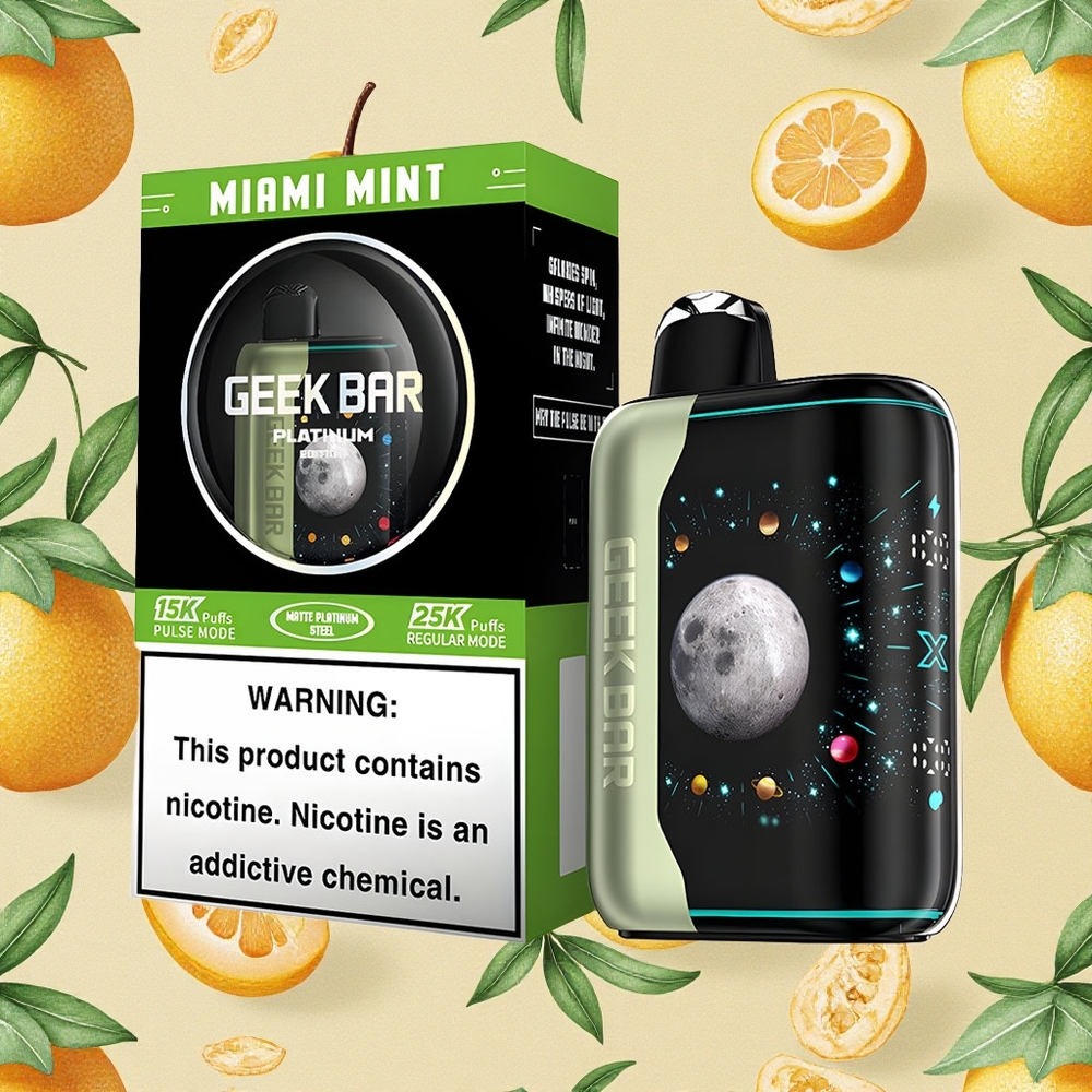 GEEK BAR Platinum Edição 25000 Sabor Menta Miami Tela 3D Dinâmica Brasil Atacado