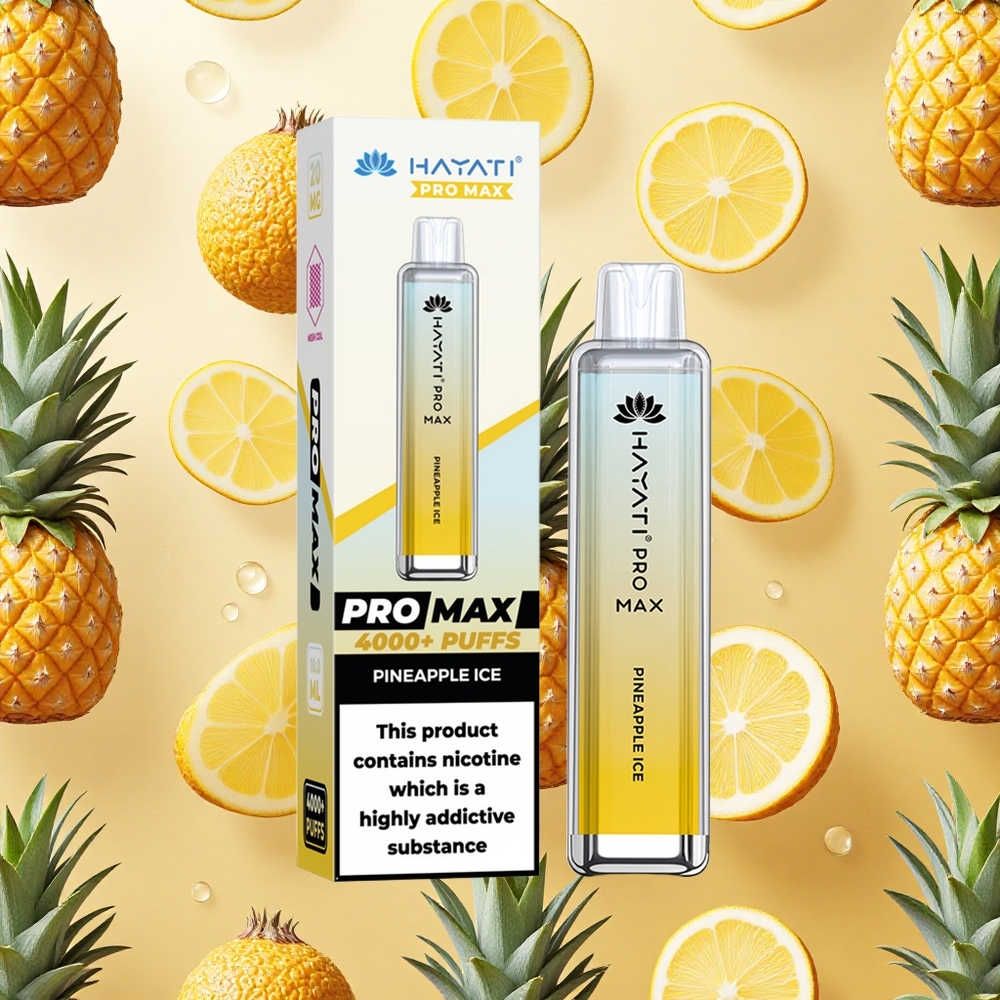 Hayati Pro Max 4000 Puffs Abacaxi Gelo Bateria Recarregável Brasil Atacado