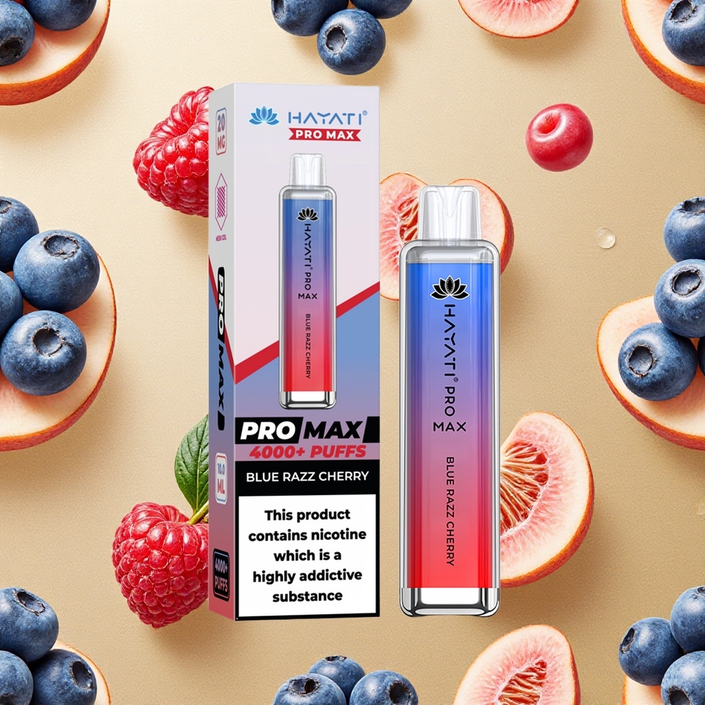 Hayati Pro Max 4000 Puffs Azul Framboesa Cereja Bateria Recarregável Brasil Atacado