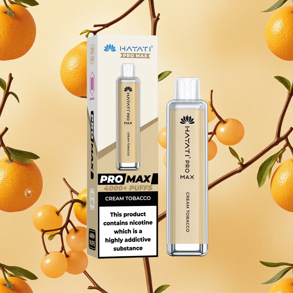 Hayati Pro Max 4000 Puffs Creme Tabaco Vape Descartável Bateria Recarregável Brasil Atacado