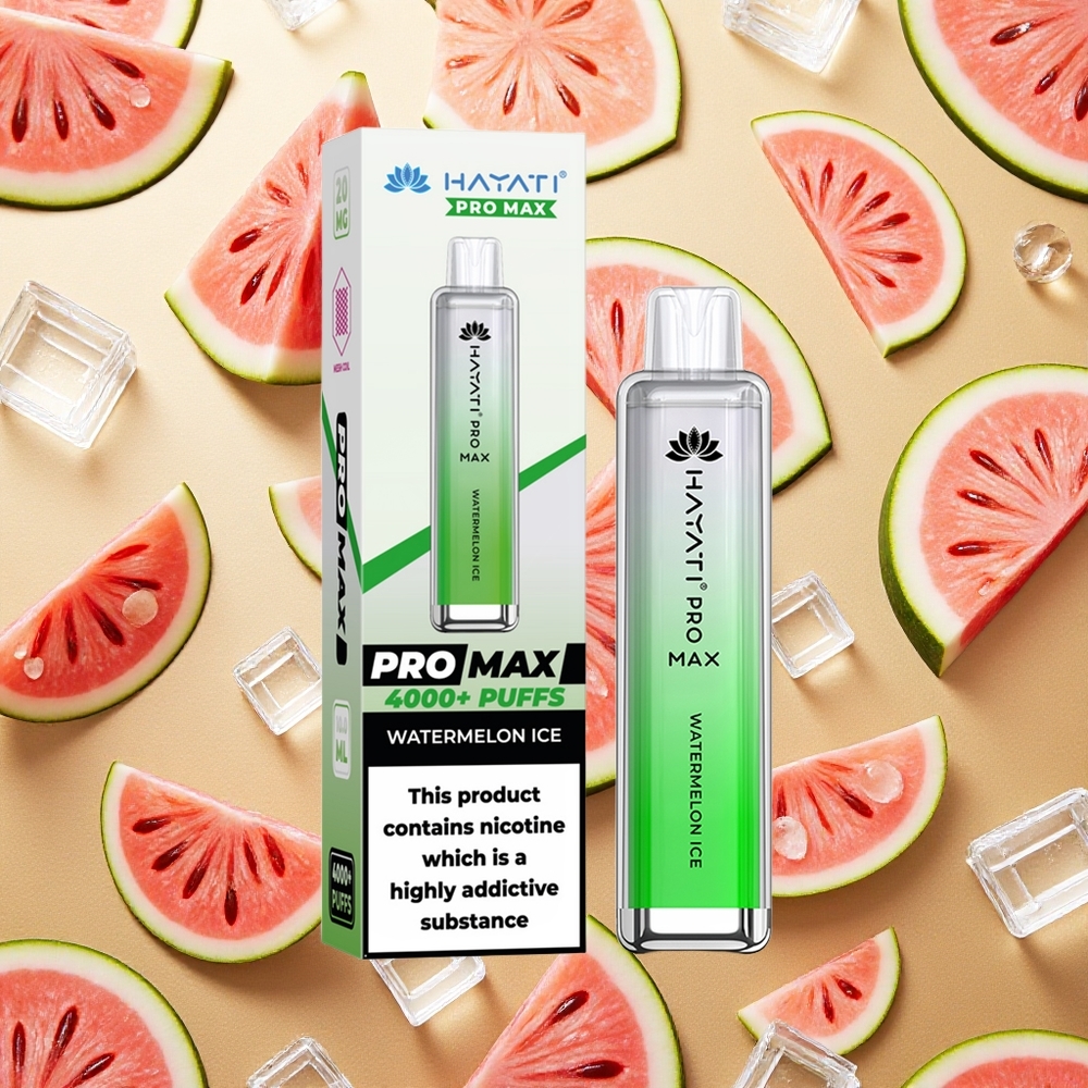 Hayati Pro Max 4000 Puffs Descartável Vape Melancia Gelo Bateria Recarregável Brasil Atacado