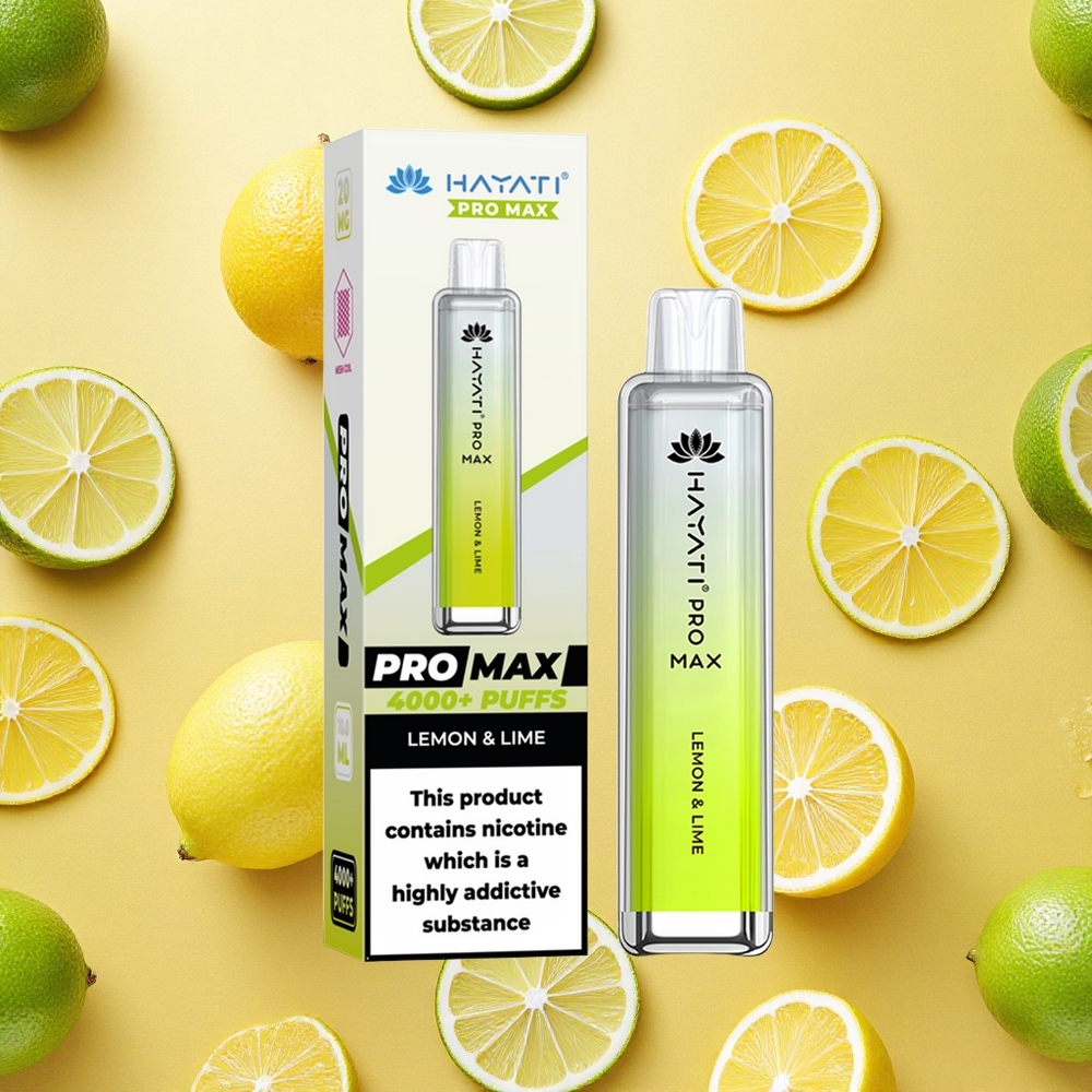Hayati Pro Max 4000 Puffs Limão & Lima Bateria Recarregável Brasil Atacado