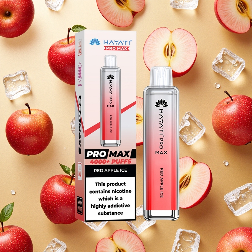 Hayati Pro Max 4000 Puffs Maçã Vermelha Gelo Bateria Recarregável Brasil Atacado