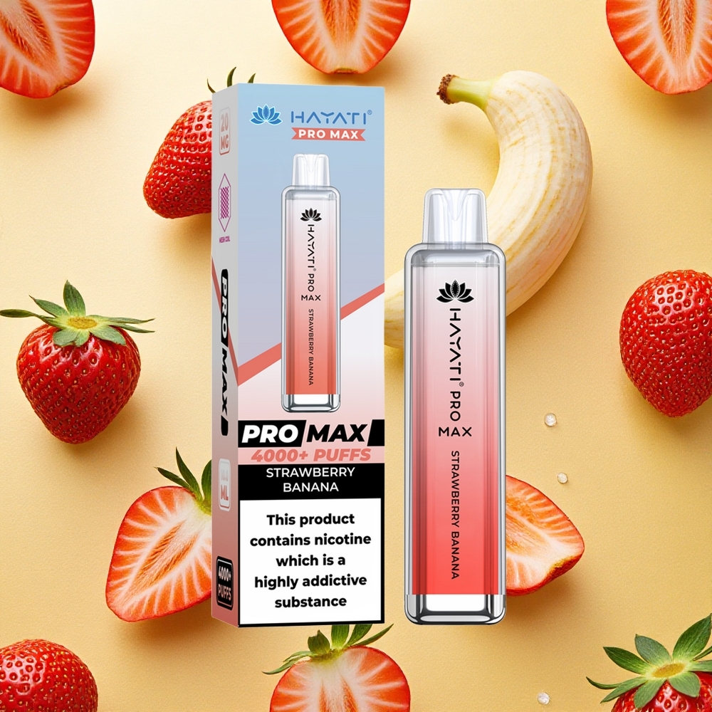 Hayati Pro Max 4000 Puffs Morango Banana Bateria Recarregável Brasil Atacado
