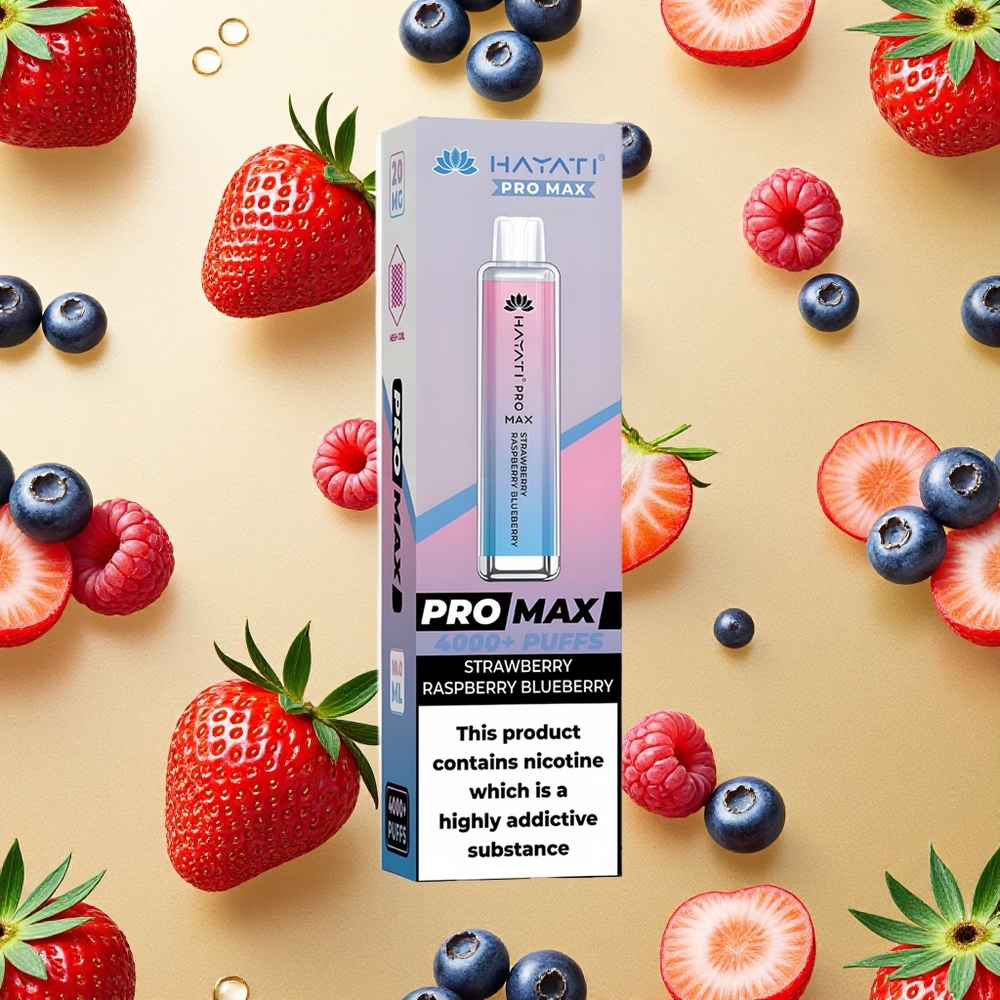 Hayati Pro Max 4000 Puffs Morango Framboesa Mirtilo Bateria Recarregável Brasil Atacado