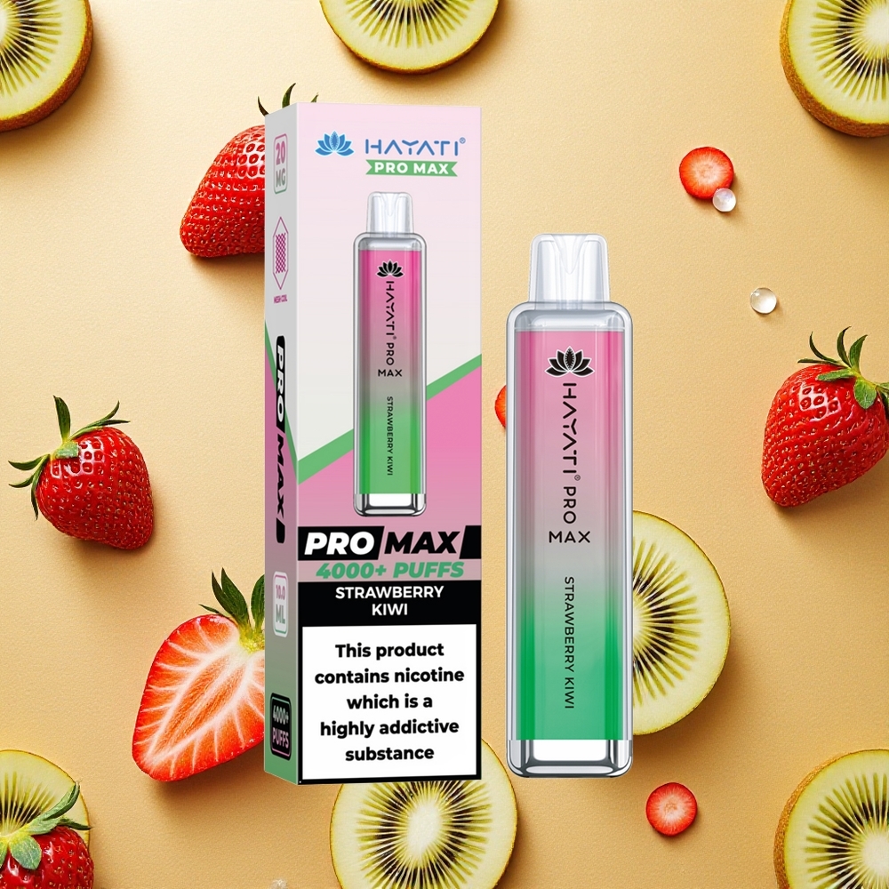 Hayati Pro Max 4000 Puffs Morango Kiwi Bateria Recarregável Brasil Atacado