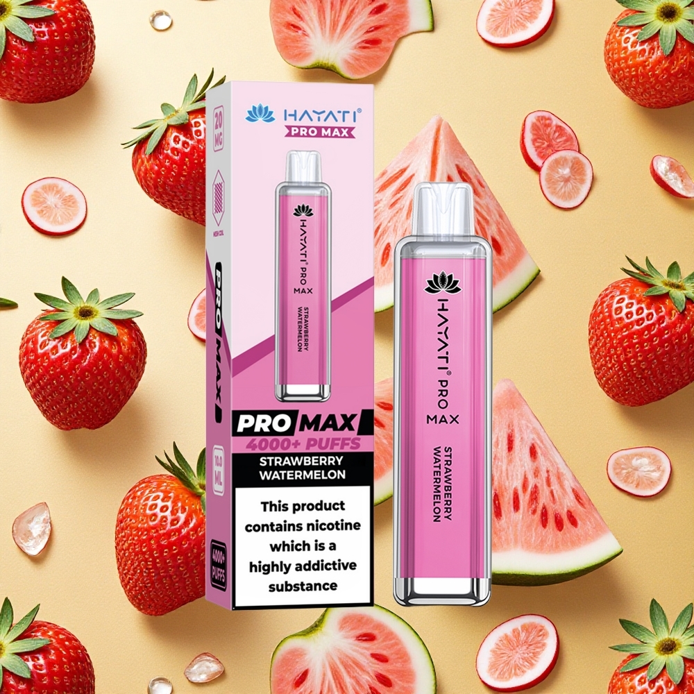 Hayati Pro Max 4000 Puffs Morango Melancia Bateria Recarregável Brasil Atacado