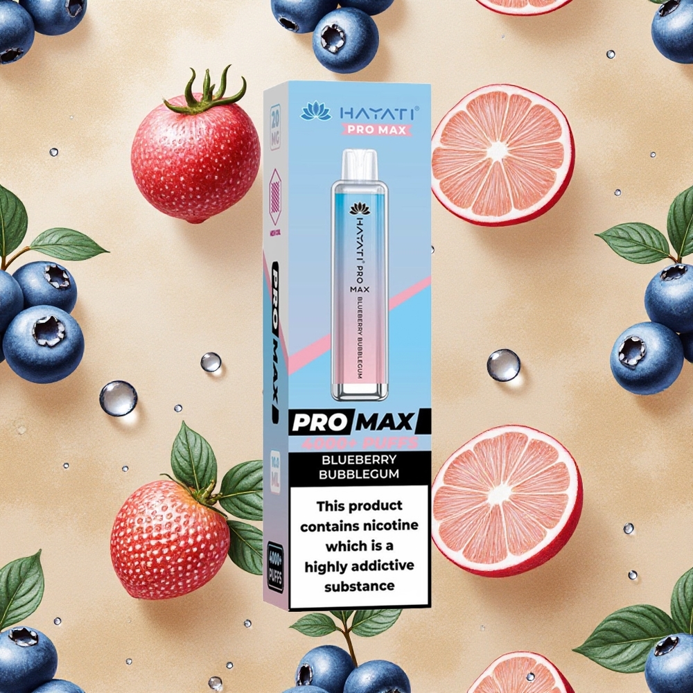 Hayati Pro Max 4000 Puffs Rechargeável Vape Goma de Mirtilo Azul Brasil Atacado