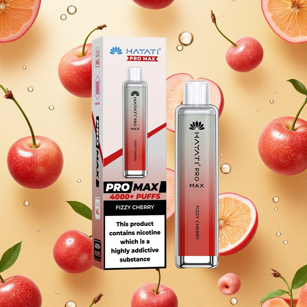 Hayati Pro Max 4000 Puffs Vape Cereja Frisante Bateria Recarregável Brasil Atacado