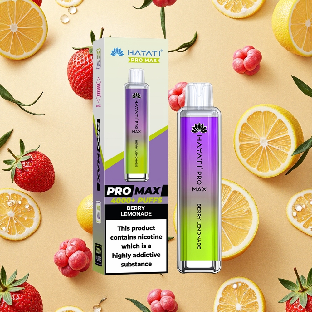Hayati Pro Max 4000 Puffs Vape Descartável Frutas Vermelhas Limonada Bateria Recarregável Brasil Atacado