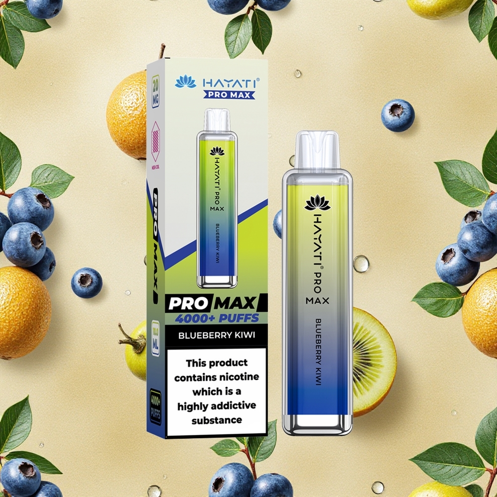 Hayati Pro Max 4000 Puffs Vape Descartável Mirtilo Kiwi 1400mAh Bateria Recarregável Brasil Atacado