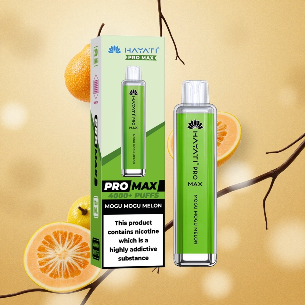 Hayati Pro Max 4000 Puffs Vape Descartável Mogu Mogu Melão Brasil Atacado