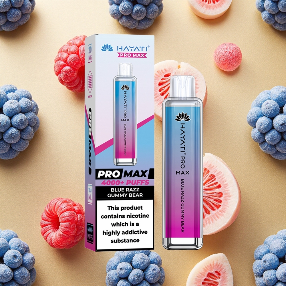 Hayati Pro Max 4000 Puffs Vape Descartável Uva Ursina Azul Bateria Recarregável Brasil Atacado