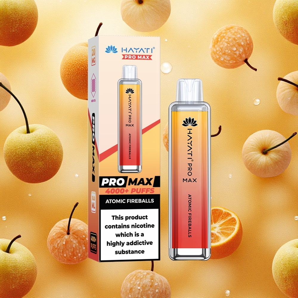 Hayati Pro Max 4000 Puffs Vape Dispositivo Atomic Fireballs Bola de Fogo 1400mAh Bateria Recarregável Brasil Atacado