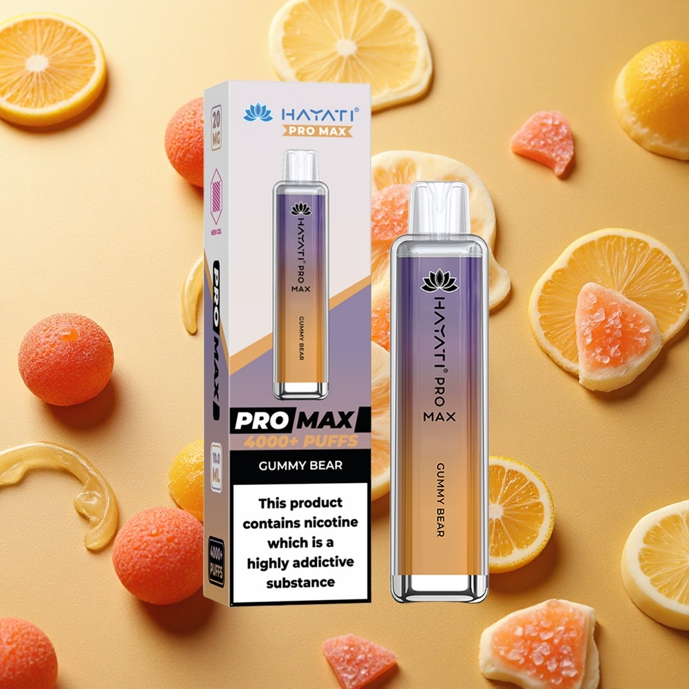 Hayati Pro Max 4000 Puffs Vape Goma de Urso Bateria Recarregável Brasil Atacado