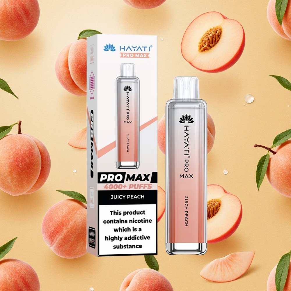 Hayati Pro Max 4000 Puffs Vape Pêssego Suculento 1400mAh Bateria Recarregável Brasil Atacado