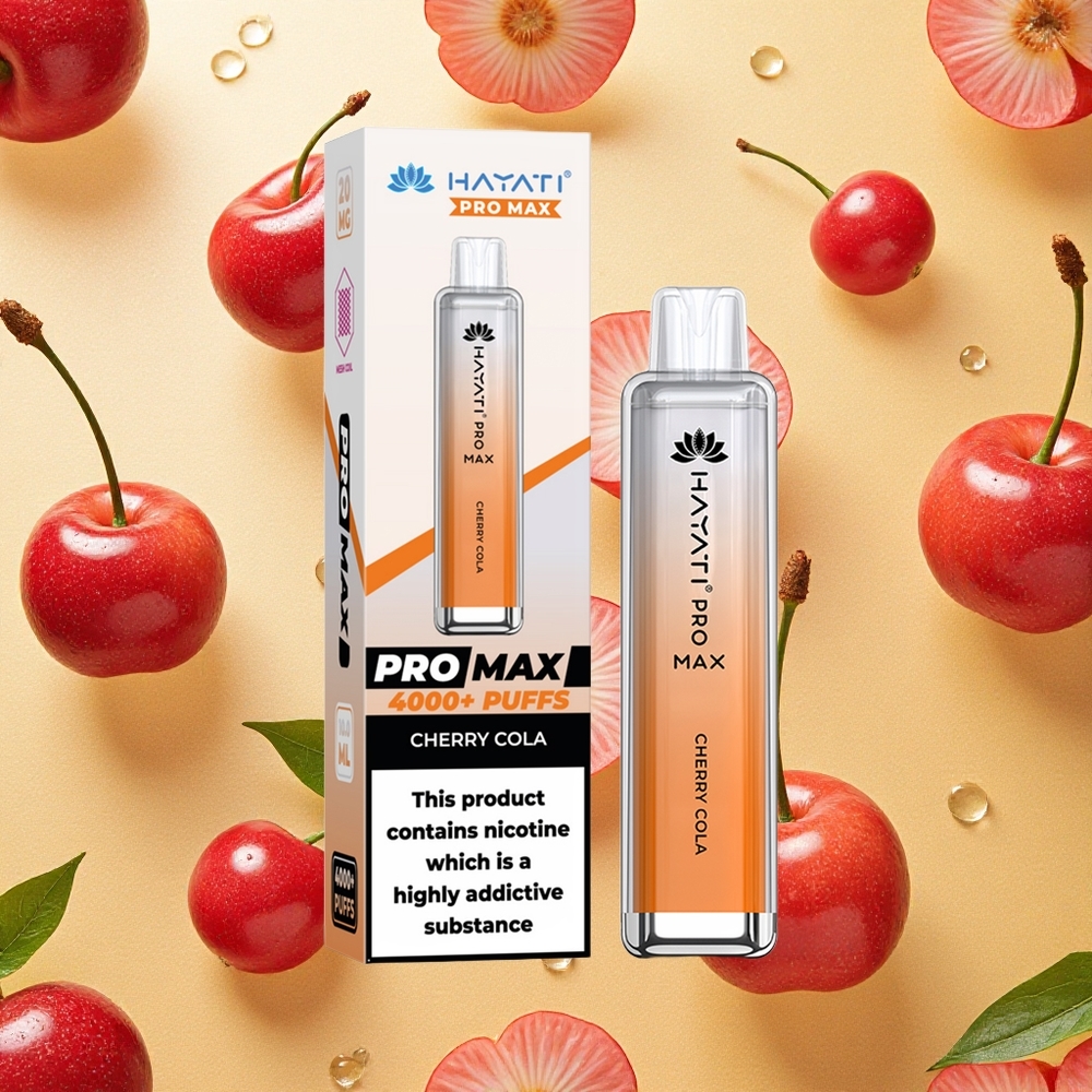 Hayati Pro Max 4000 Puffs Vapeador Descartável Cereja Cola 1400mAh Bateria Recarregável Brasil Atacado