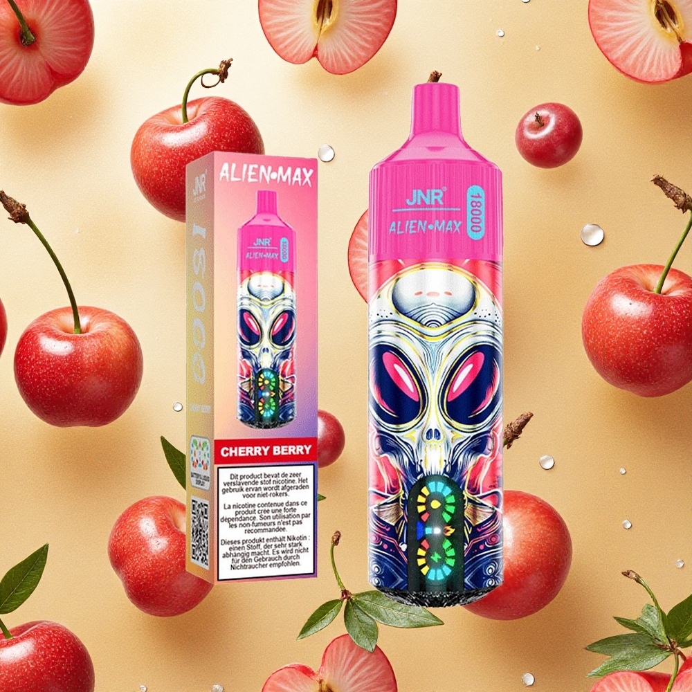 JNR Alien Max 18000 Puffs Cereja Frutas Vermelhas Tela LED Inteligente Brasil Atacado