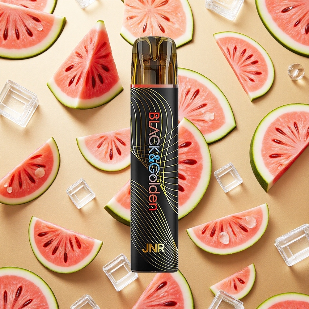 JNR Black&Golden 600+200 Puffs Vape Melancia Gelada Sem Recarga 2% Nicotina Brasil Atacado