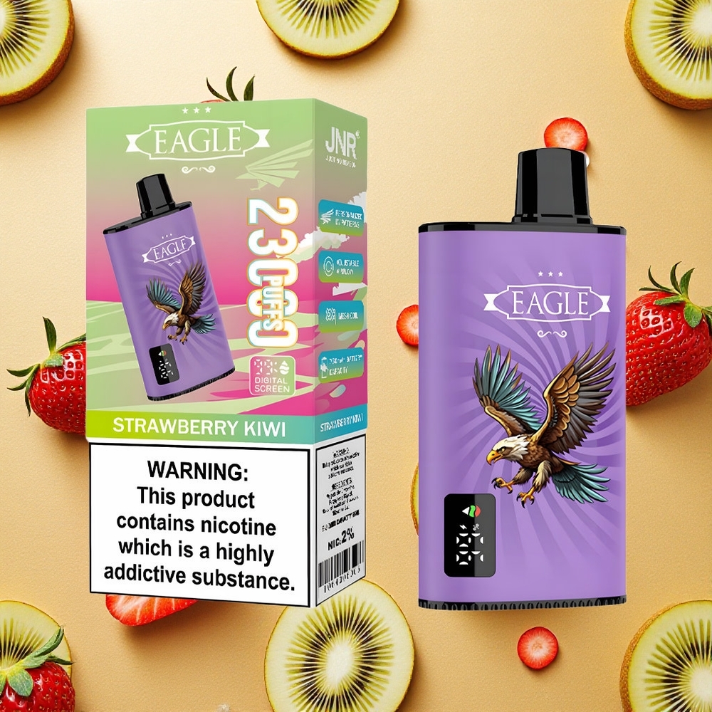 JNR EAGLE Smart 23000 Puffs Vape Descartável Morango Kiwi Tela Digital Brasil Atacado