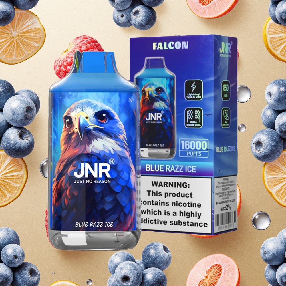 JNR Falcon 16000 Puffs Azul Framboesa Gelo 850 mAh Brasil Atacado