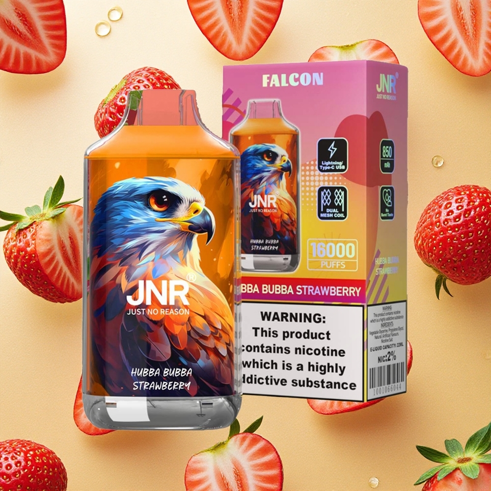 JNR Falcon 16000 Puffs Hubba Bubba Morango 22ml Brasil Atacado