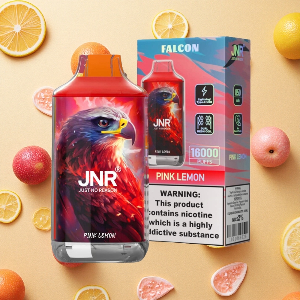 JNR Falcon 16000 Puffs Limão Rosa Display LED Inteligente Brasil Atacado