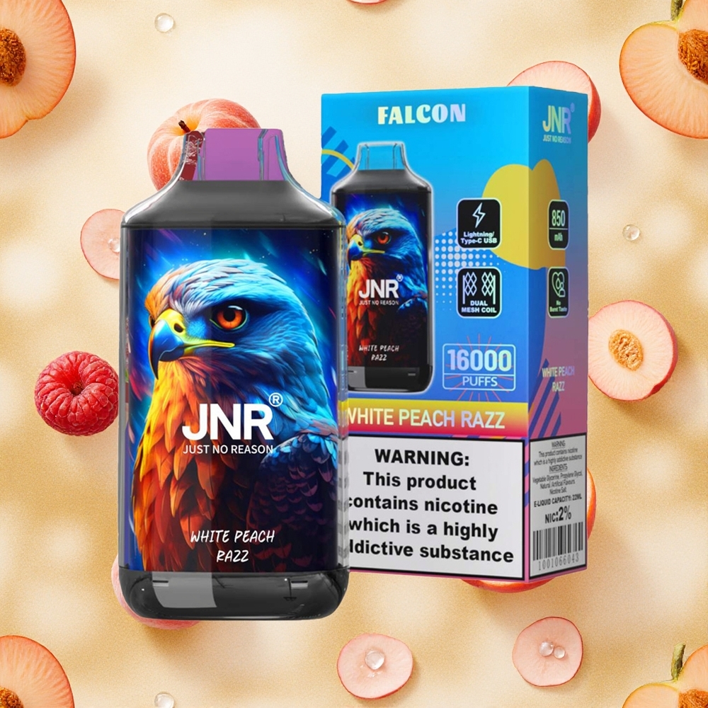 JNR Falcon 16000 Puffs Pêssego Branco Razz 22ml Brasil Atacado