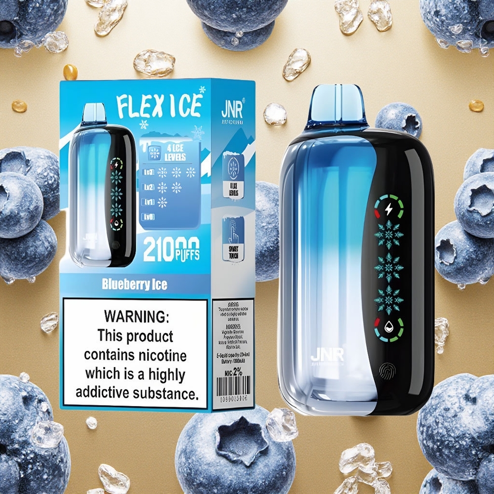 JNR Flex Ice 21000 Puffs Vape Descartável Mirtilo Gelado Tela Sensível ao Toque Brasil Atacado