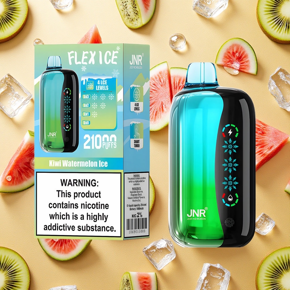 JNR Flex Ice 21000 Puffs Vape Descarteável Kiwi Melancia Gelada 26ml Brasil Atacado
