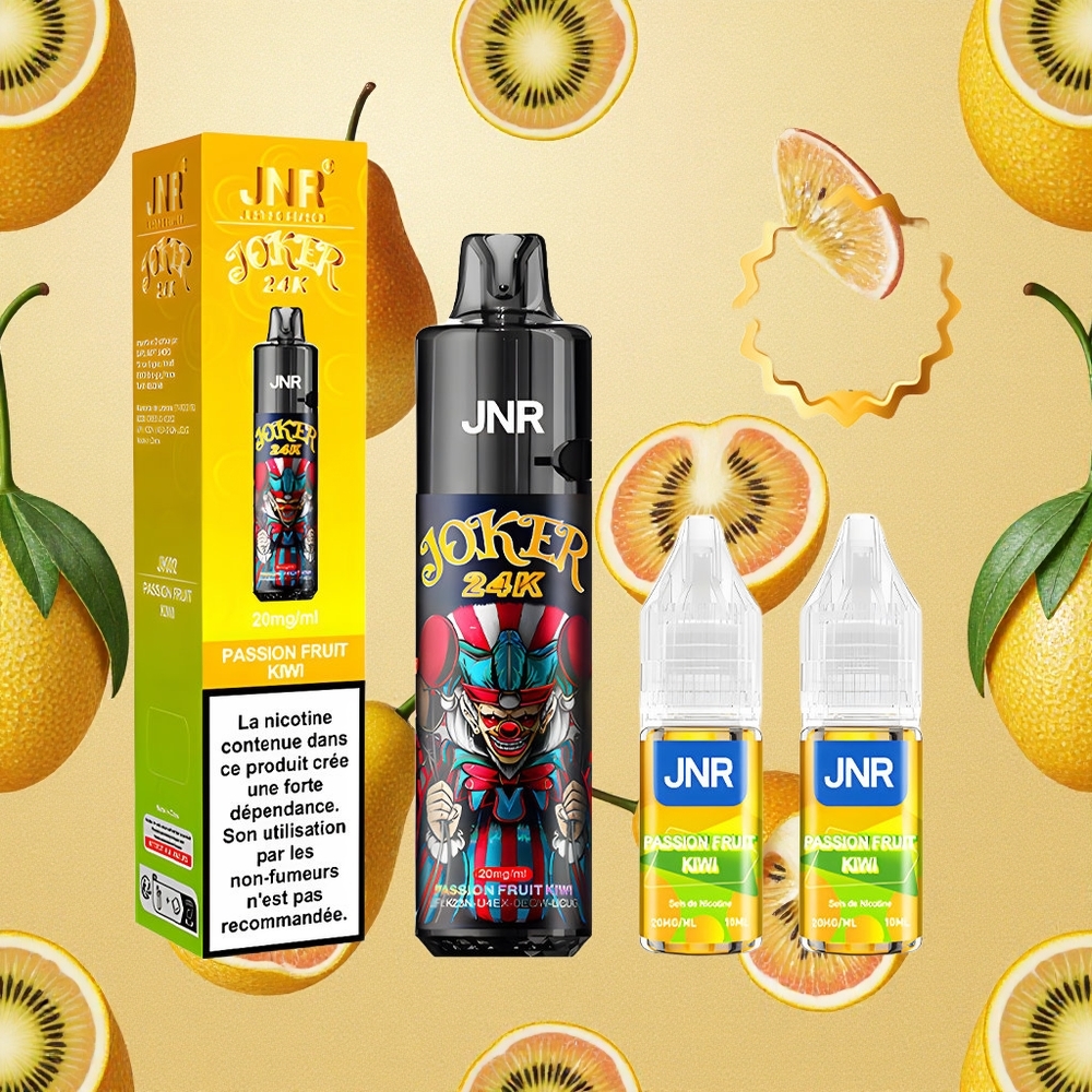 JNR Joker 24000 Puffs Maracujá Kiwi Recarregável com Bateria 800mAh Brasil Atacado