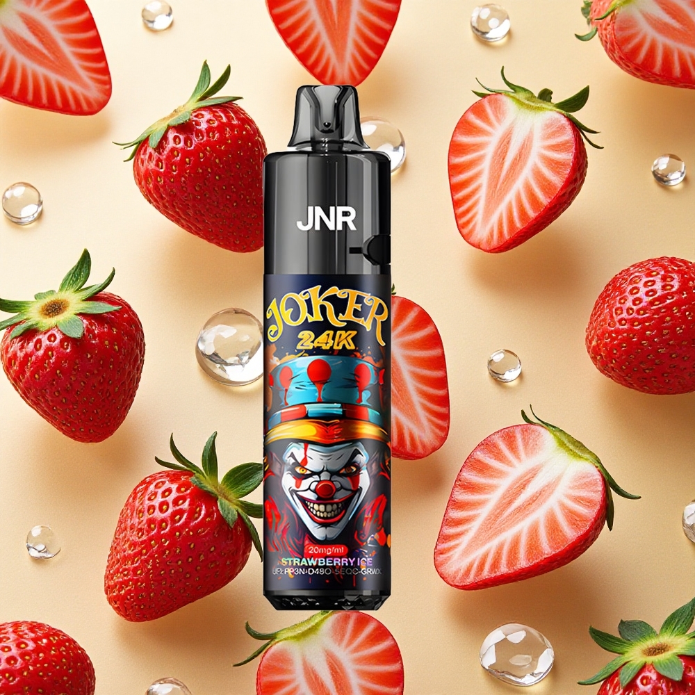 JNR Joker 24000 Puffs Morango Gelo 2% Nicotina TPD Compliant Brasil Atacado