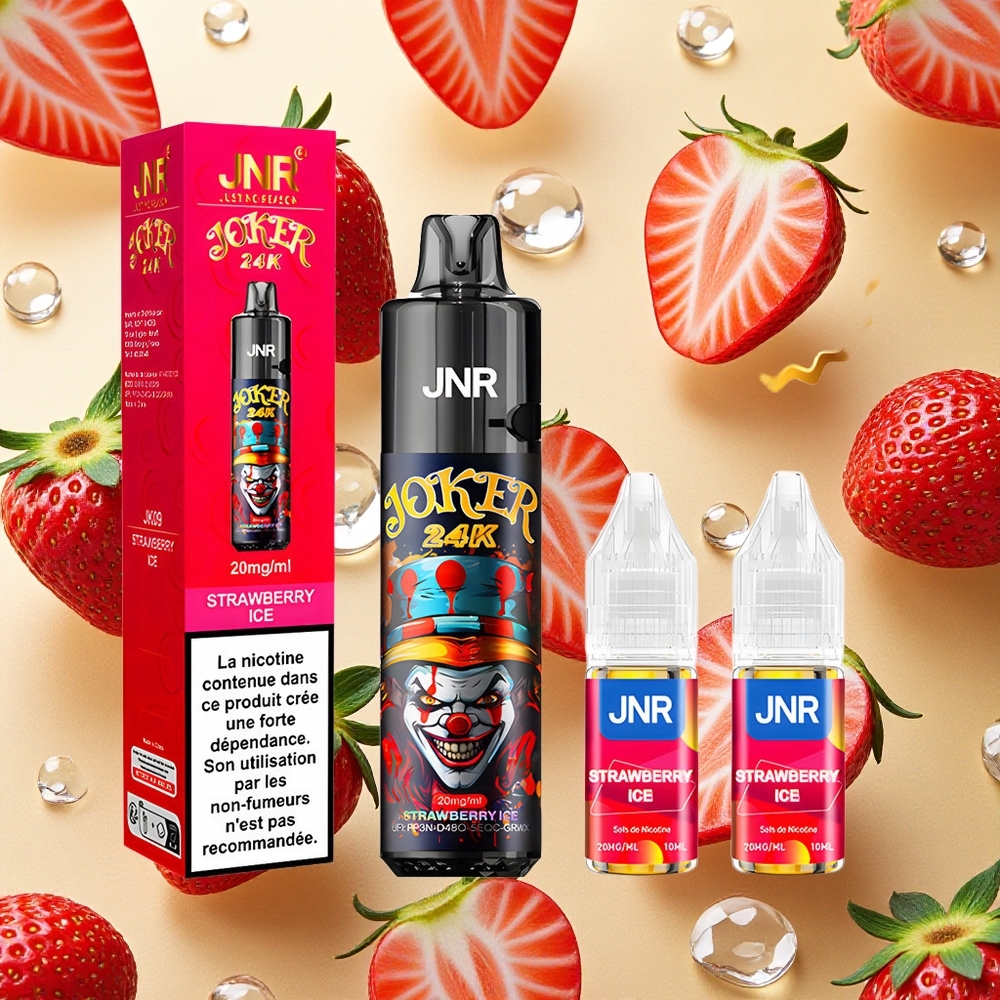 JNR Joker 24000 Puffs Morango Gelo 2% Nicotina TPD Compliant Brasil Atacado