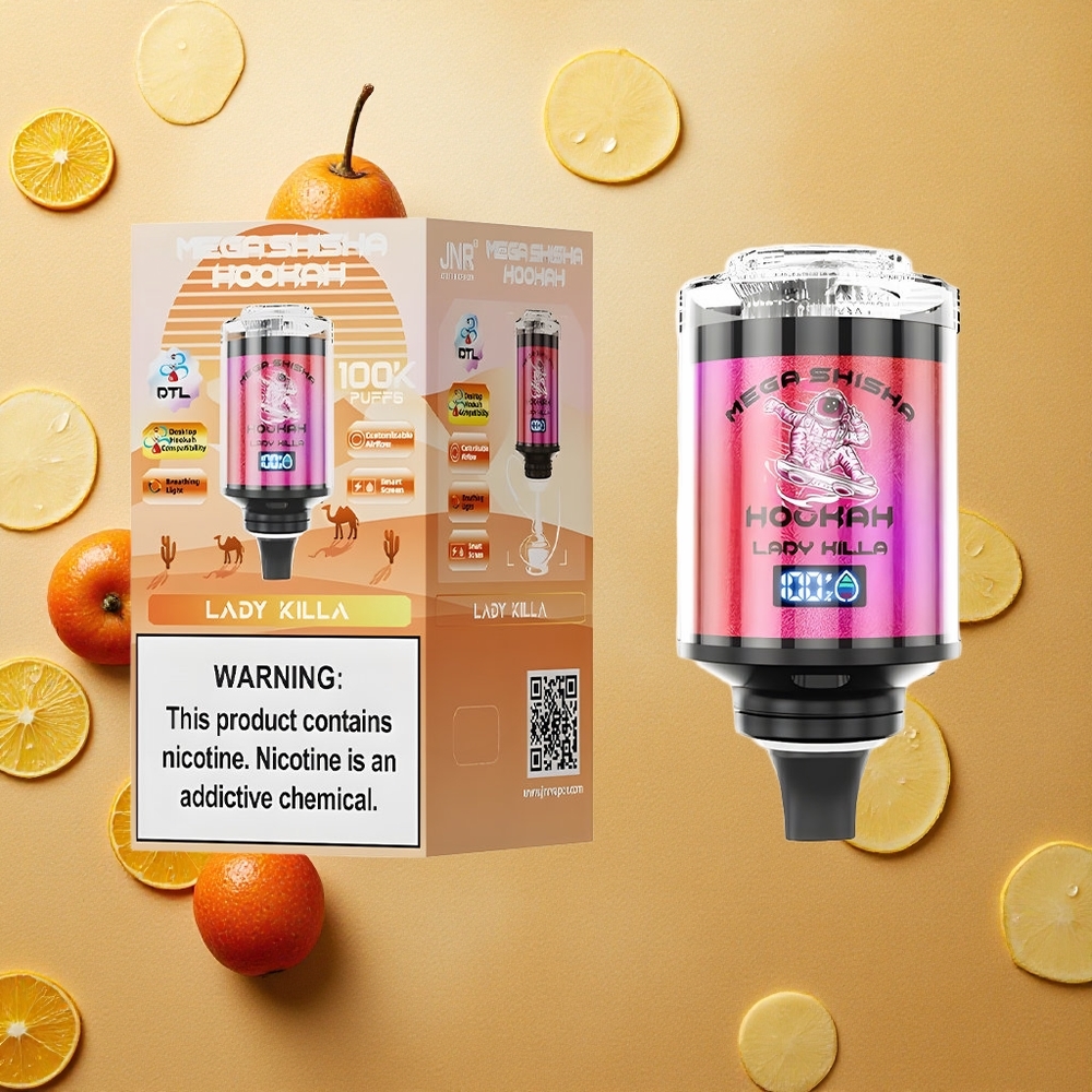 JNR Mega Shisha Hookah 100K 100000 Puffs 60ml Capacidade de Líquido Lady Killa Brasil Atacado