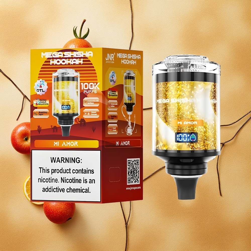 JNR Mega Shisha Hookah 100K 100000 Puffs Puffs 2% Nicotina Mi Amor Brasil Atacado