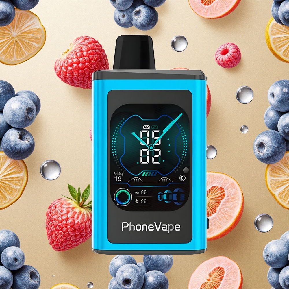JNR PhoneVape 30000 Puffs Azul Framboesa Gelo Bateria Recarregável 850mAh Tipo-C Brasil Atacado
