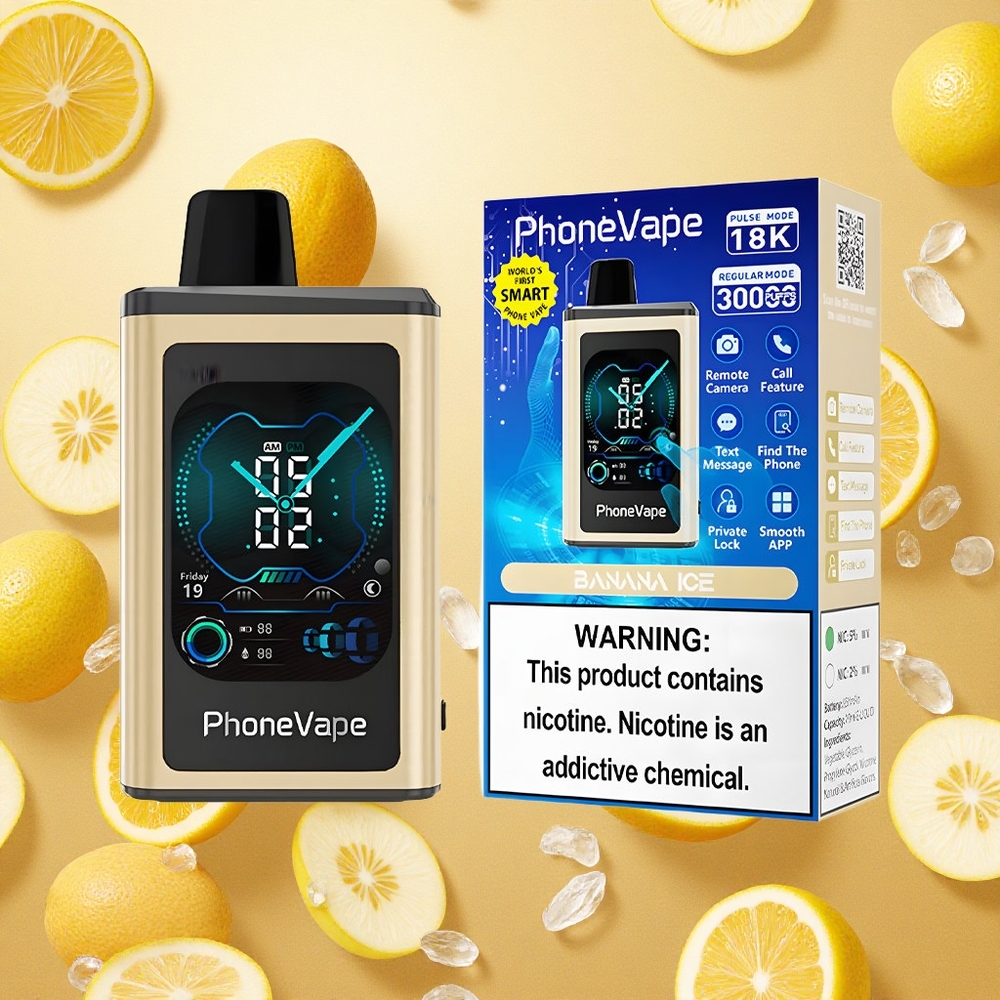 JNR PhoneVape 30000 Puffs Banana Gelado Bateria Recarregável 850mAh Brasil Atacado