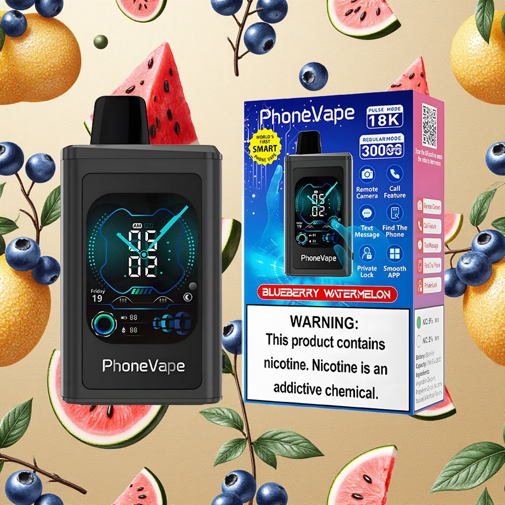 JNR PhoneVape 30000 Puffs Sabor Mirtilo e Melancia Bateria Recarregável 850mAh Tipo-C Brasil Atacado