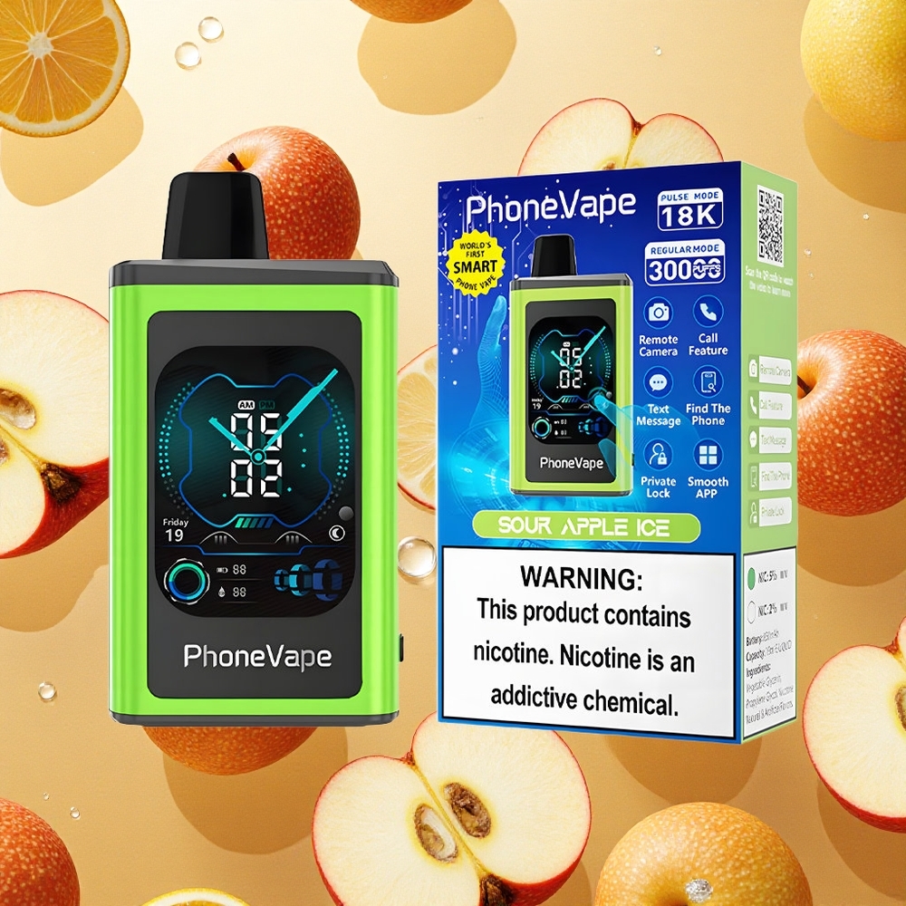 JNR PhoneVape 30000 Puffs Vape Descartável Maçã Azeda Gelo Bateria Recarregável 850mAh Tipo-C Brasil Atacado