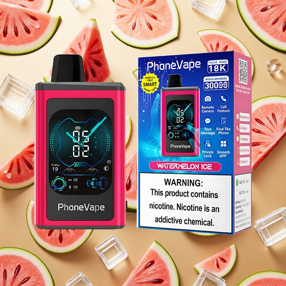 JNR PhoneVape 30000 Puffs Vape Descartável Melancia Gelo Bateria Recarregável 850mAh Tipo-C Brasil Atacado
