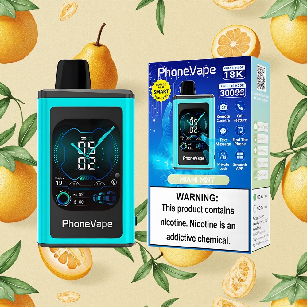 JNR PhoneVape 30000 Puffs Vape Descartável Menta Miami Bateria Recarregável 850mAh Tipo-C Brasil Atacado