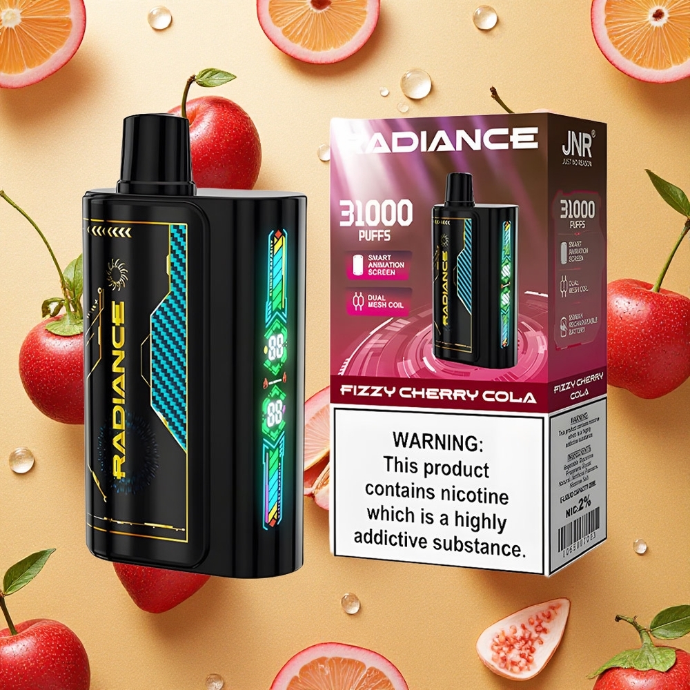 JNR Radiance 31000 Puffs Cereja Refrescante Cola Tela Inteligente de Animação Brasil Atacado