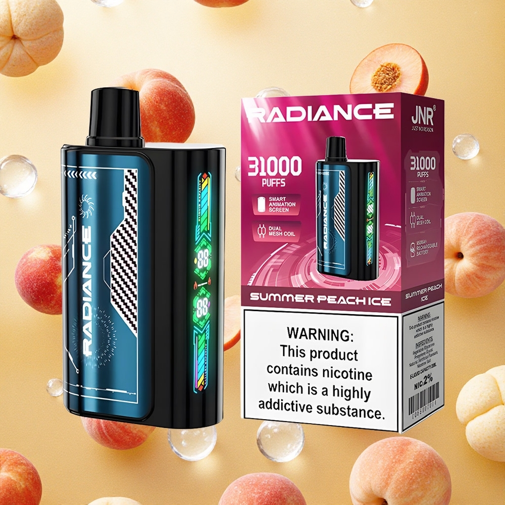 JNR Radiance 31000 Puffs Pêssego de Verão Gelo Tela Inteligente de Animação Brasil Atacado