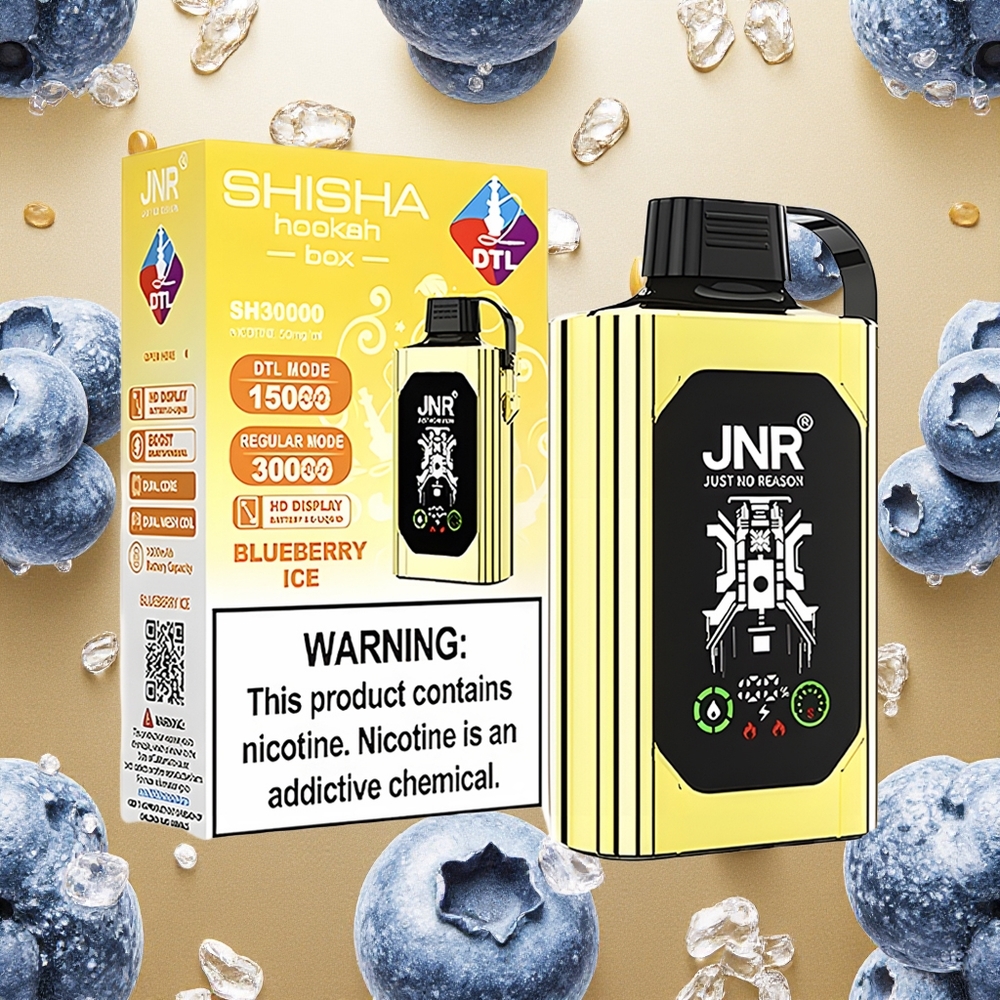 JNR Shisha Hookah Box 20500 Puffs Mirtilo Gelo HD Display Brasil Atacado