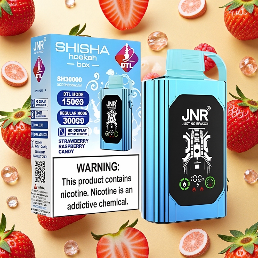 JNR Shisha Hookah Box 20500 Puffs Morango Framboesa Doce 25ml Dual Mesh Coil 1000mAh Tipo-C Brasil Atacado