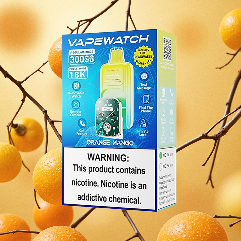 JNR VapeWatch 30000 Puffs Laranja Manga Carga Rápida Type-C Brasil Atacado