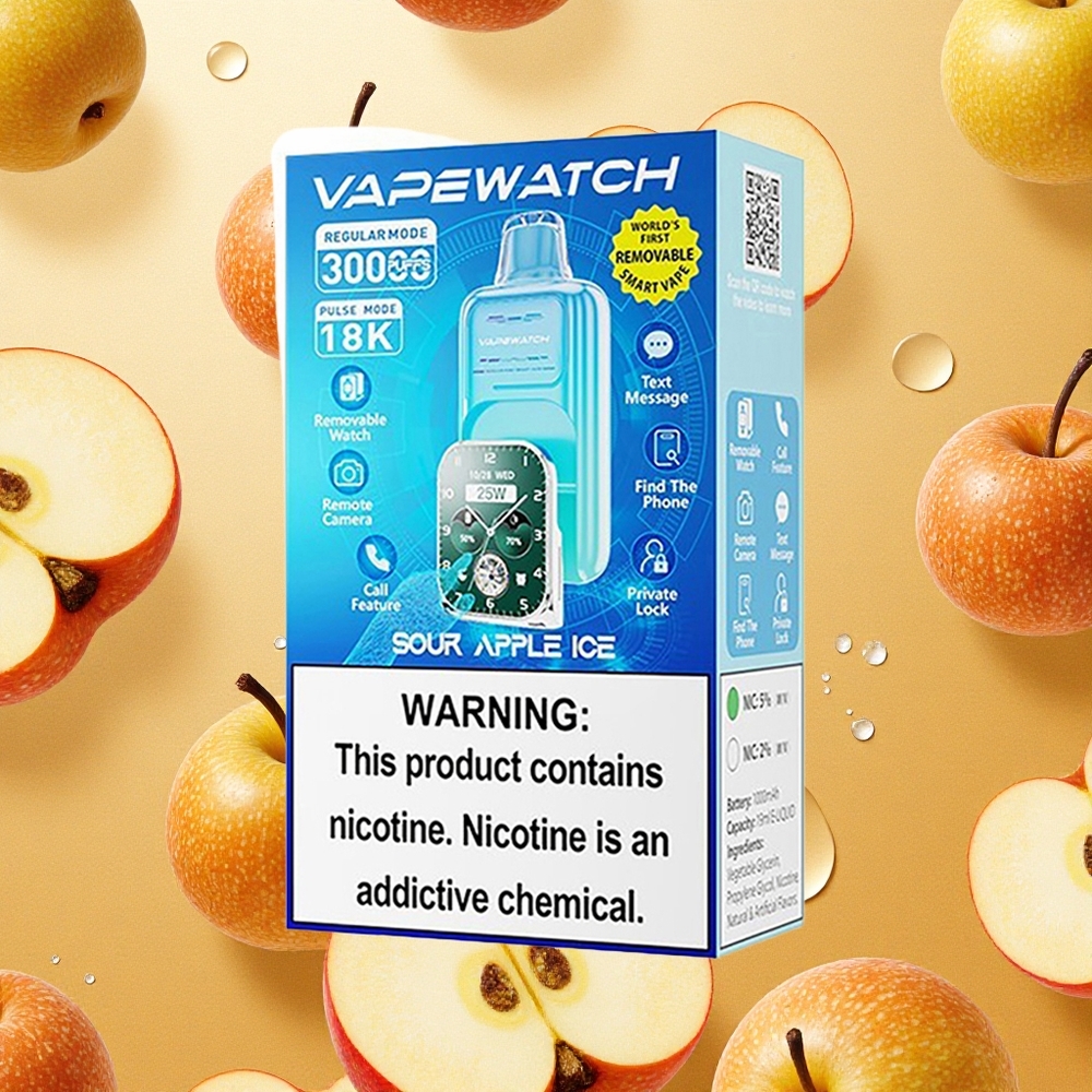 JNR VapeWatch 30000 Puffs Maçã Azeda Gelo 1000mAh Brasil Atacado