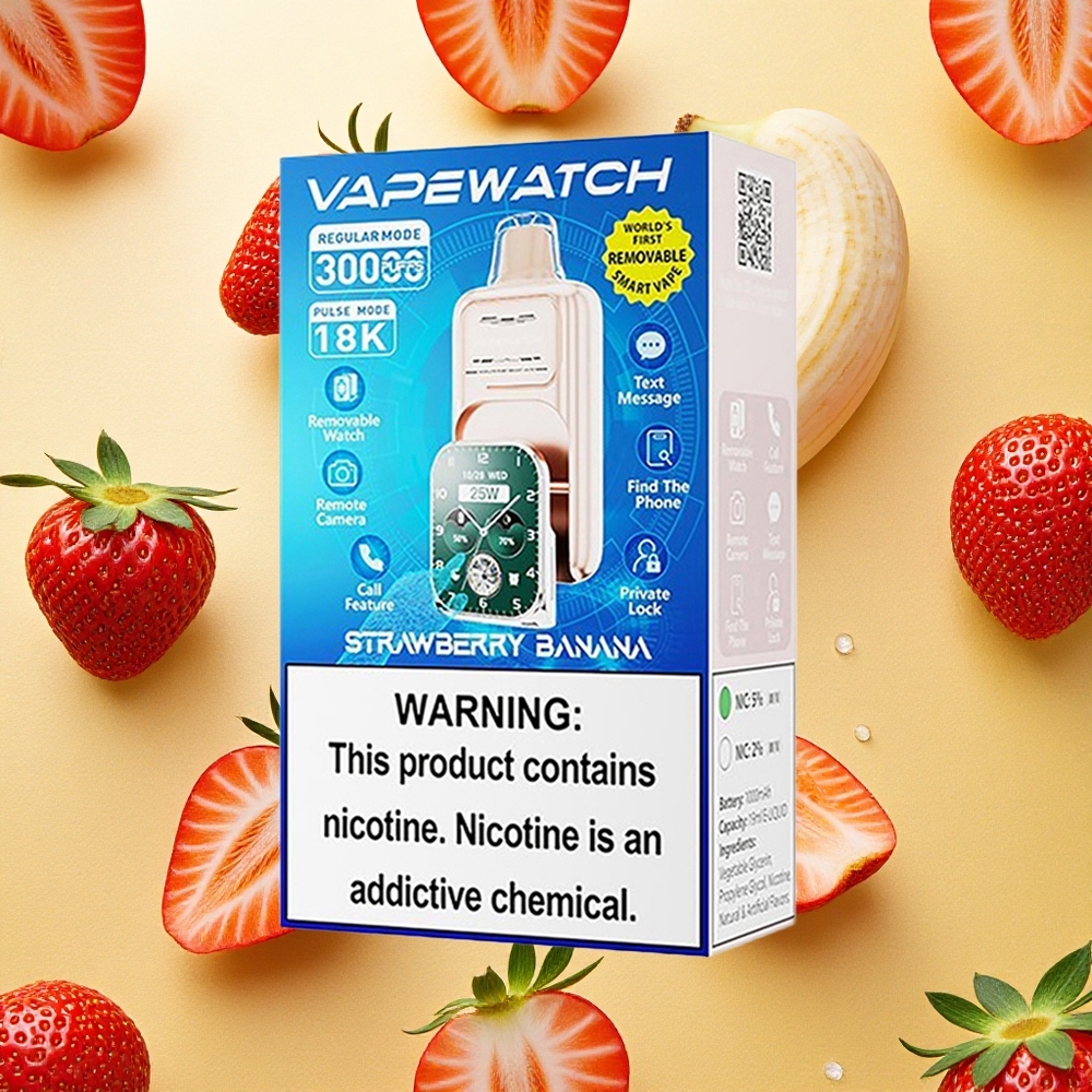 JNR VapeWatch 30000 Puffs Morango Banana 19mL Brasil Atacado
