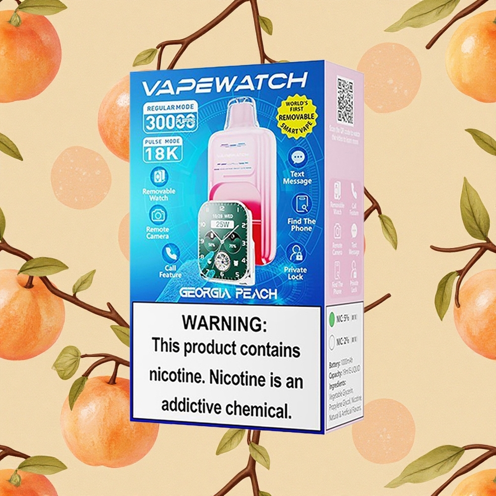 JNR VapeWatch 30000 Puffs Pêssego da Geórgia 19mL Brasil Atacado